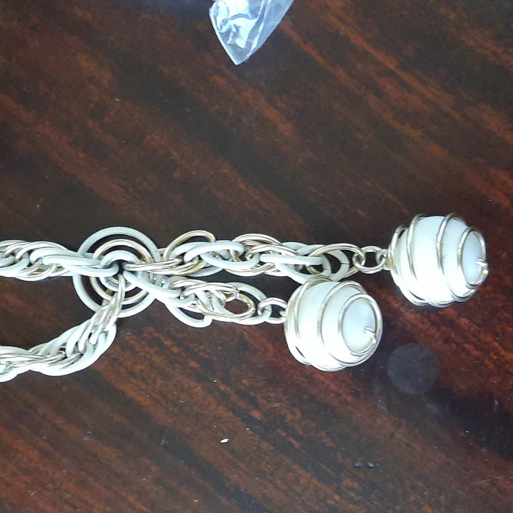 Enamel Link Chain Necklace With 2 Ball Charms